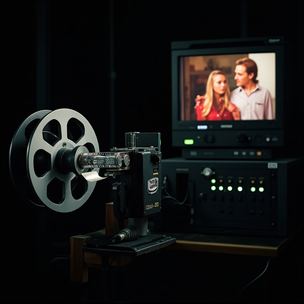 Bobina Super 8 in fase di digitalizzazione su sistema telecine professionale a LED