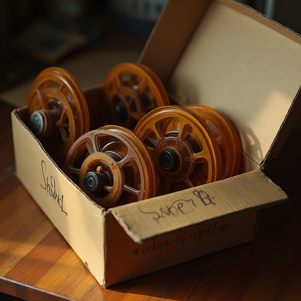 Bobine Super 8 di archivio familiare in scatola di cartone originale