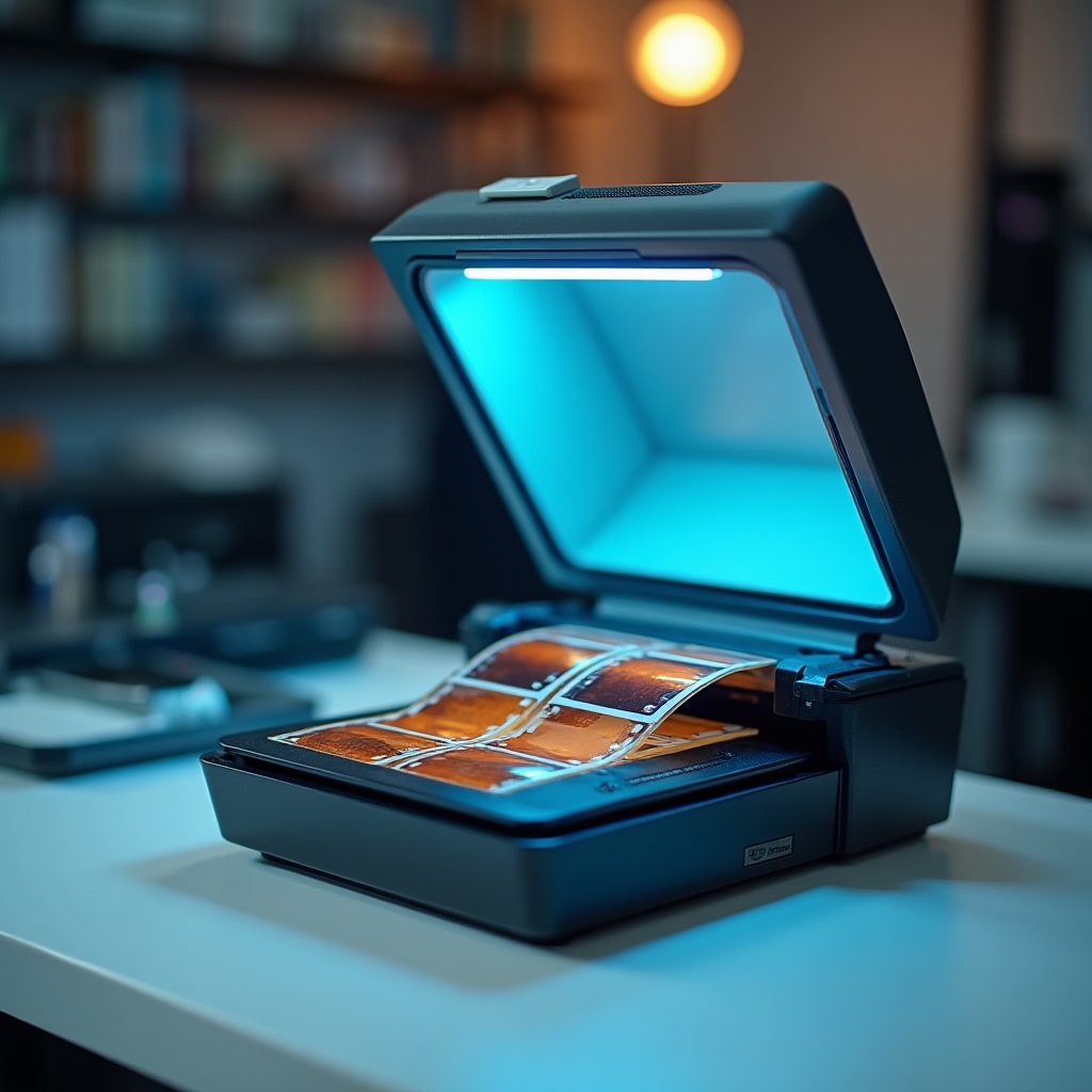 Scanner professionale per diapositive analogiche in uso