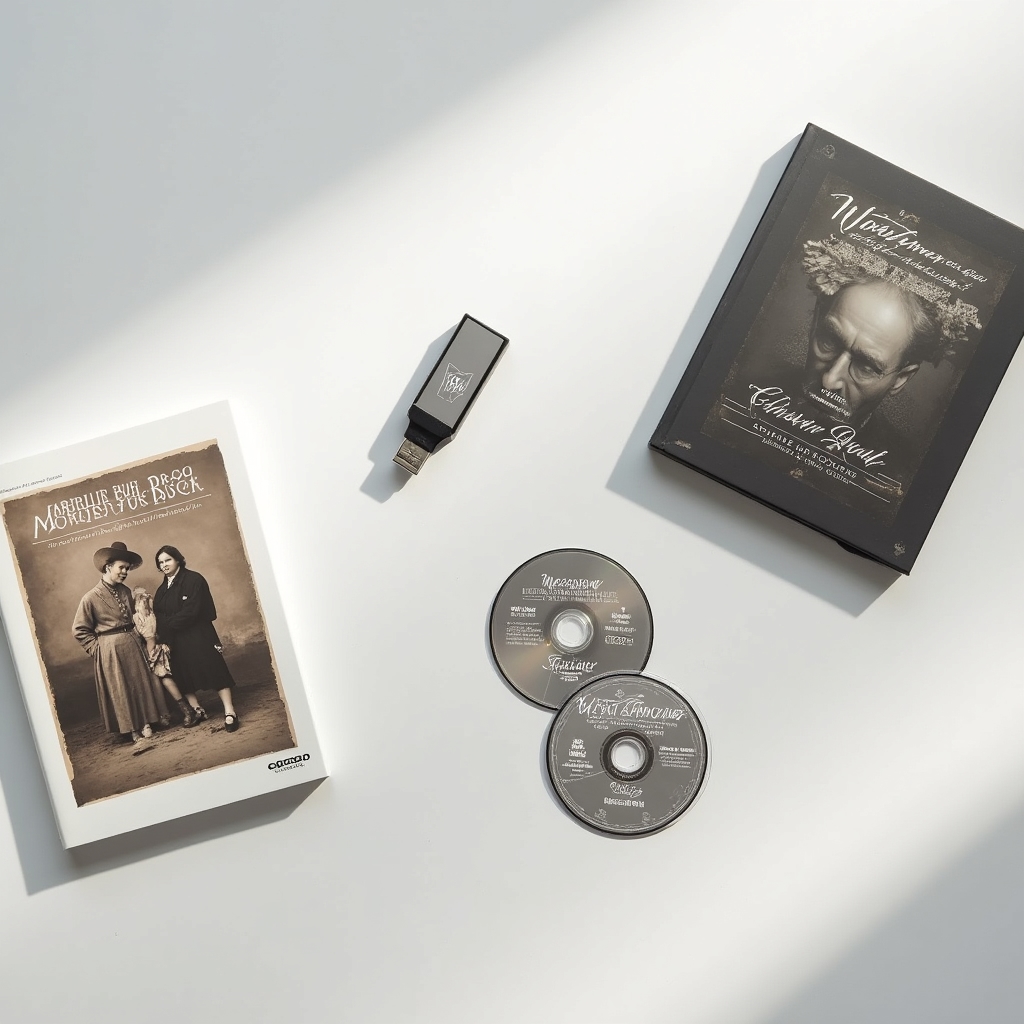 Chiavetta USB e disco Blu-ray di archiviazione con etichetta personalizzata per archivio fotografico